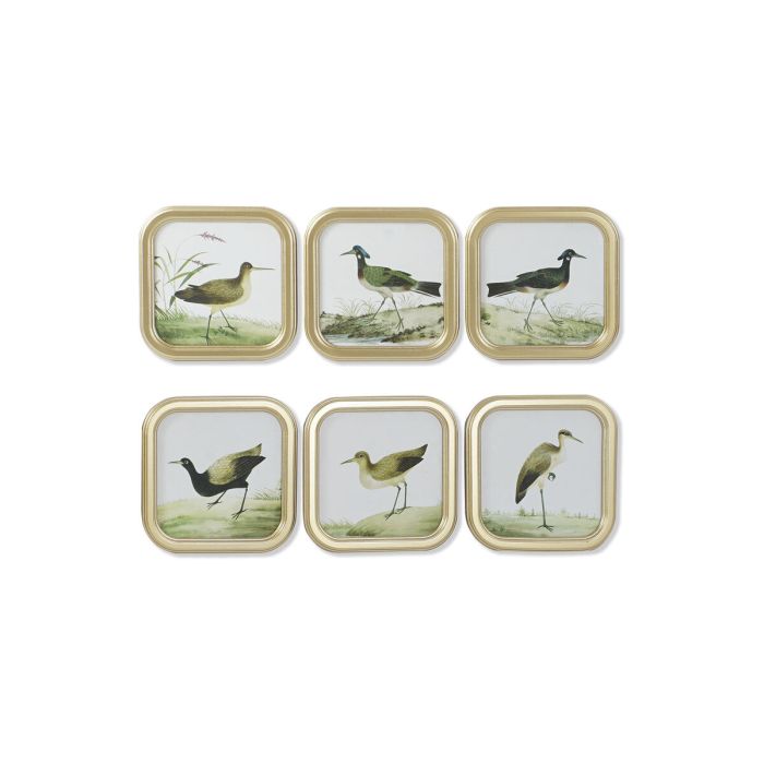 Cuadro DKD Home Decor Pájaros Cottage 30 x 2 x 30 cm (6 Unidades)