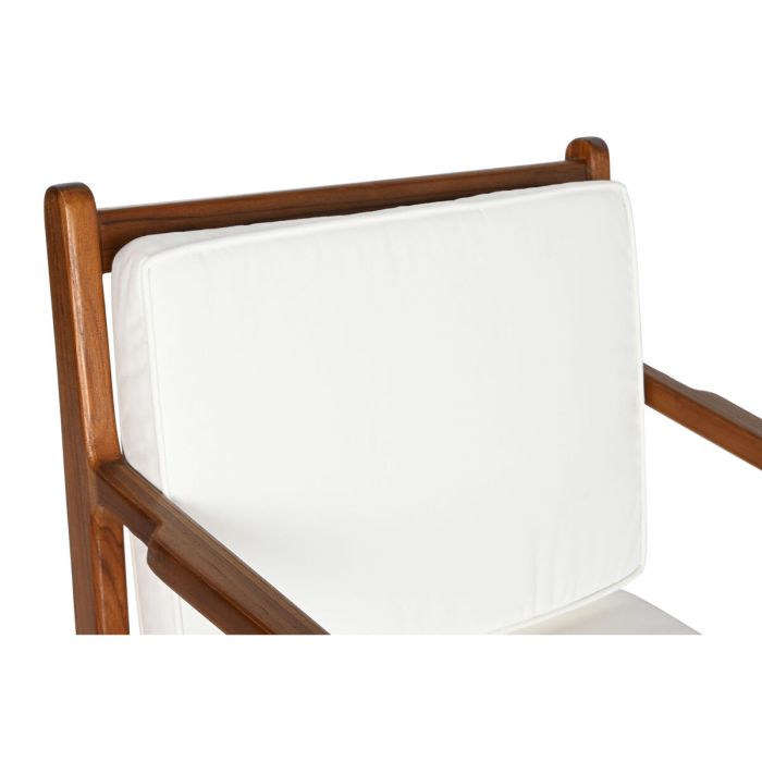 Butaca DKD Home Decor Blanco Marrón Marrón oscuro Poliéster Teca 64 x 76 x 77 cm 6