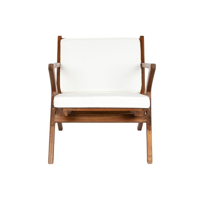 Butaca DKD Home Decor Blanco Marrón Marrón oscuro Poliéster Teca 64 x 76 x 77 cm 4