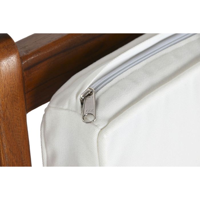 Butaca DKD Home Decor Blanco Marrón Marrón oscuro Poliéster Teca 64 x 76 x 77 cm 3