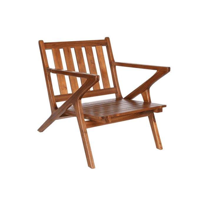 Butaca DKD Home Decor Blanco Marrón Marrón oscuro Poliéster Teca 64 x 76 x 77 cm 2