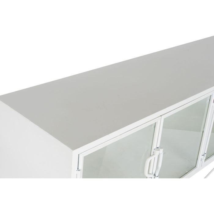 Mueble Auxiliar DKD Home Decor Blanco Metal Cristal 120 x 35 x 80 cm 7