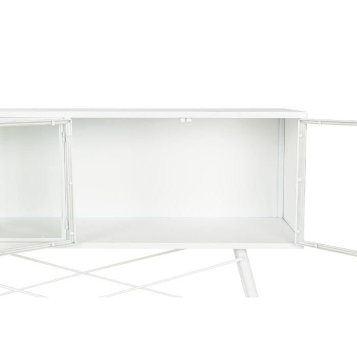 Mueble Auxiliar DKD Home Decor Blanco Metal Cristal 120 x 35 x 80 cm 5