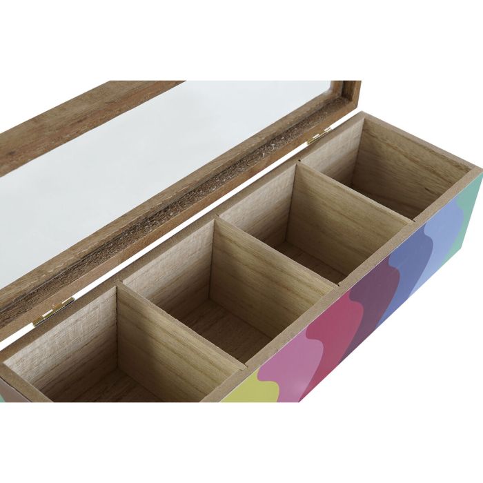 Caja para Infusiones DKD Home Decor Blanco Multicolor Madera MDF (4 Unidades) 1