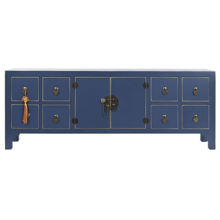 Mueble de TV DKD Home Decor Azul Dorado Abeto Madera MDF 130 x 24 x 51 cm 2