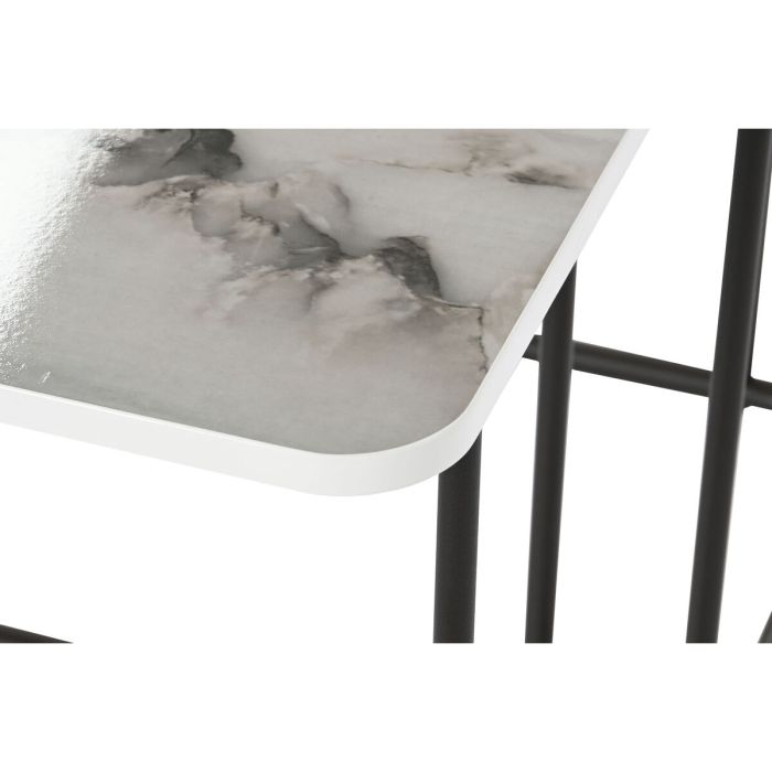 Juego de 2 mesas DKD Home Decor Blanco Negro Metal Madera MDF 51 x 43 x 49 cm 1