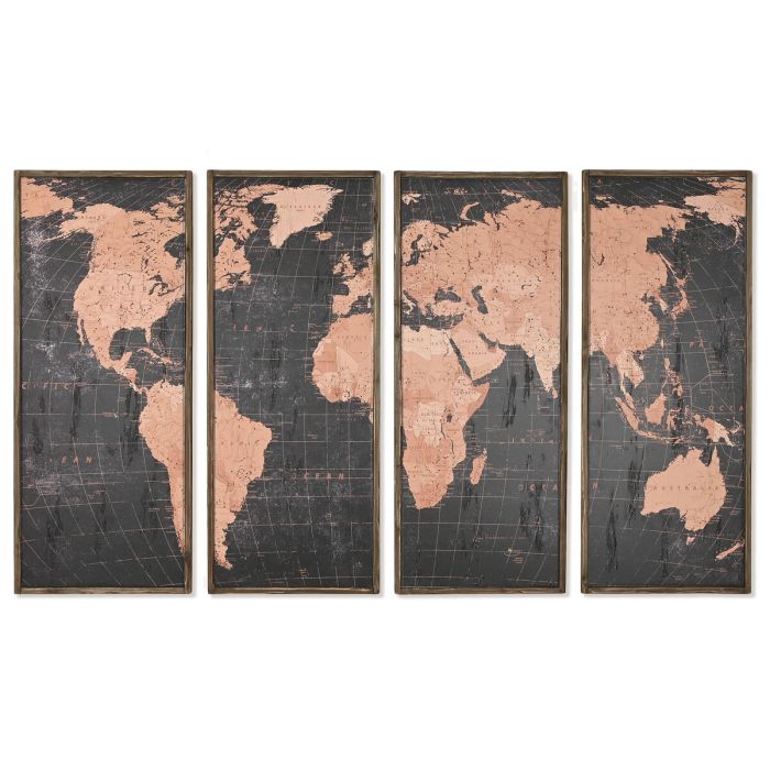 Juego de 4 cuadros DKD Home Decor Mapamundi Vintage 200 x 3,5 x 120 cm Juego de 4 cuadros DKD Home Decor Mapamundi Vintage 200 x 3,5 x 120 cm