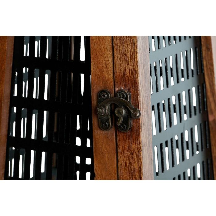 Portavelas DKD Home Decor Negro Natural Metal Madera de mango 15 x 15 x 26 cm 4