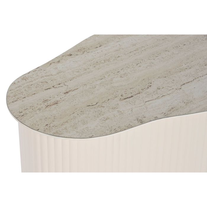 Mesa auxiliar Home ESPRIT Blanco Beige Marrón claro Metal Cerámica 70 x 46 x 38 cm 3