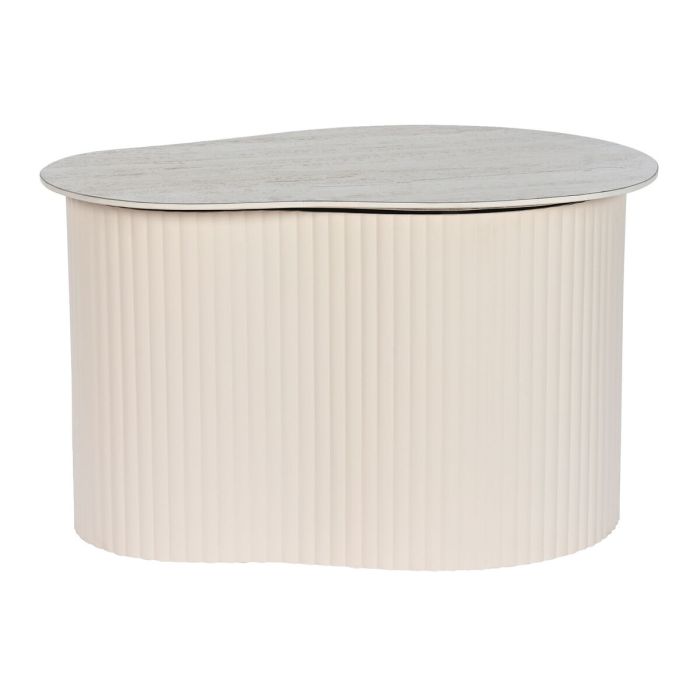 Mesa auxiliar Home ESPRIT Blanco Beige Marrón claro Metal Cerámica 70 x 46 x 38 cm