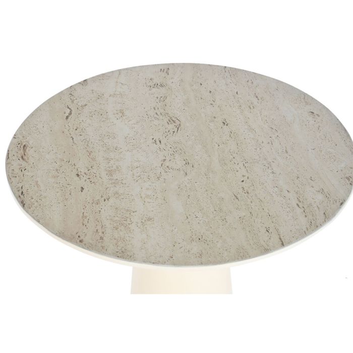 Mesa auxiliar Home ESPRIT Blanco Beige Marrón claro Metal Cerámica 40 x 40 x 72 cm 3