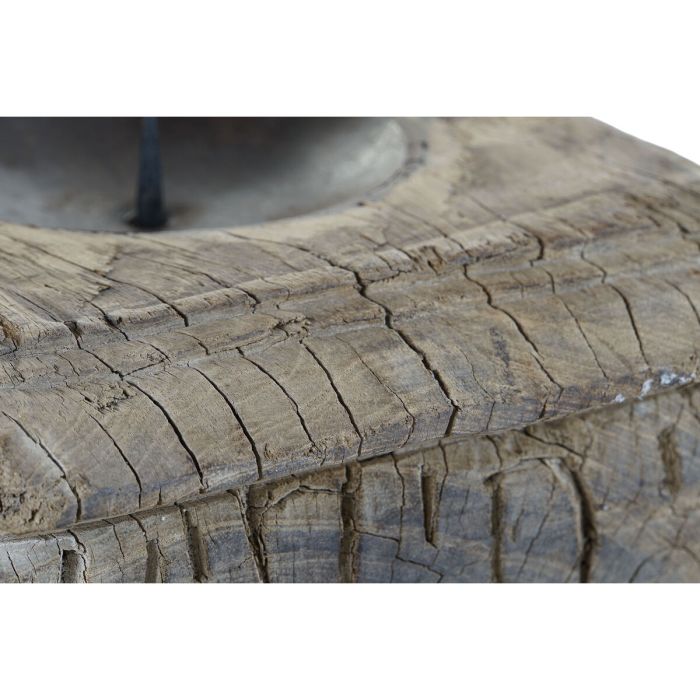 Portavelas Home ESPRIT Natural Madera 25 x 25 x 12 cm (2 Unidades) 2