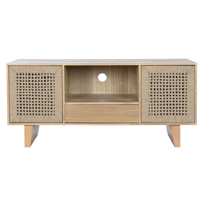 Mueble de TV Home ESPRIT Beige Natural Yute Pino 120 x 40 x 55 cm 1