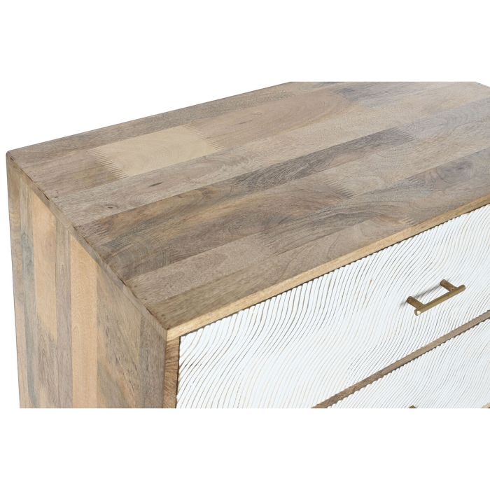 Cajonera Home ESPRIT Blanco Marrón Dorado Hierro Madera de mango Ondas Moderno 80 x 45 x 85 cm 6