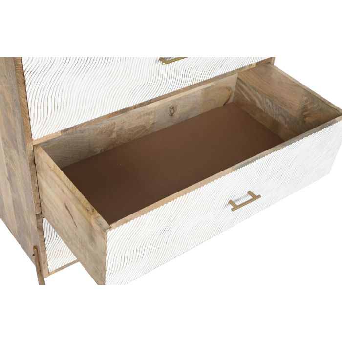 Cajonera Home ESPRIT Blanco Marrón Dorado Hierro Madera de mango Ondas Moderno 80 x 45 x 85 cm 4