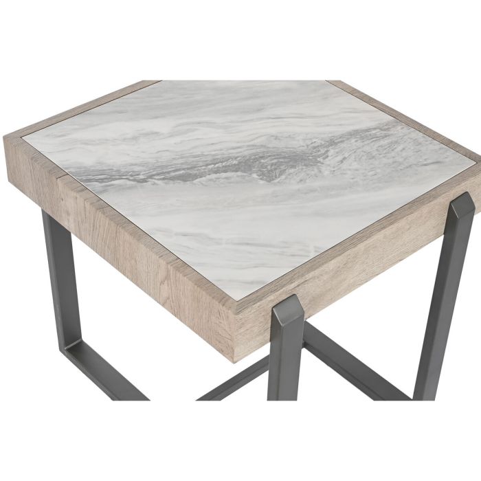 Mesa auxiliar Home ESPRIT Blanco Gris Natural Metal 50 x 50 x 50 cm 3