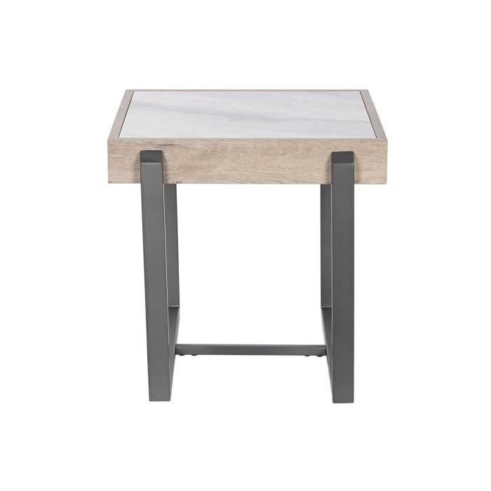 Mesa auxiliar Home ESPRIT Blanco Gris Natural Metal 50 x 50 x 50 cm 1