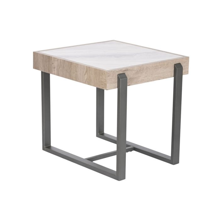 Mesa auxiliar Home ESPRIT Blanco Gris Natural Metal 50 x 50 x 50 cm