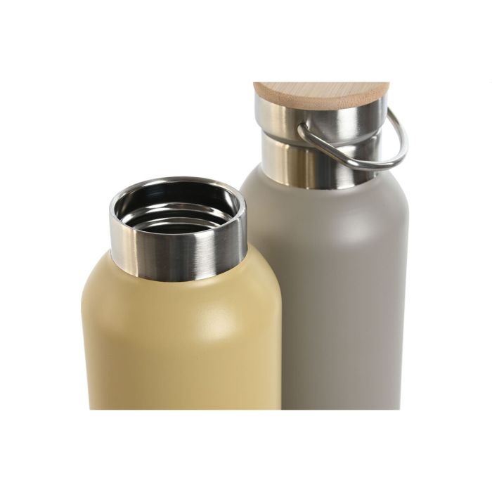 Botella Térmica Home ESPRIT Beige Gris 500 ml (2 Unidades) 1