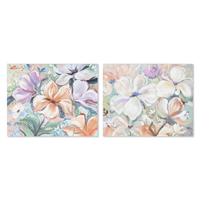 Cuadro Home ESPRIT Flores Shabby Chic 100 x 3,7 x 80 cm (2 Unidades)