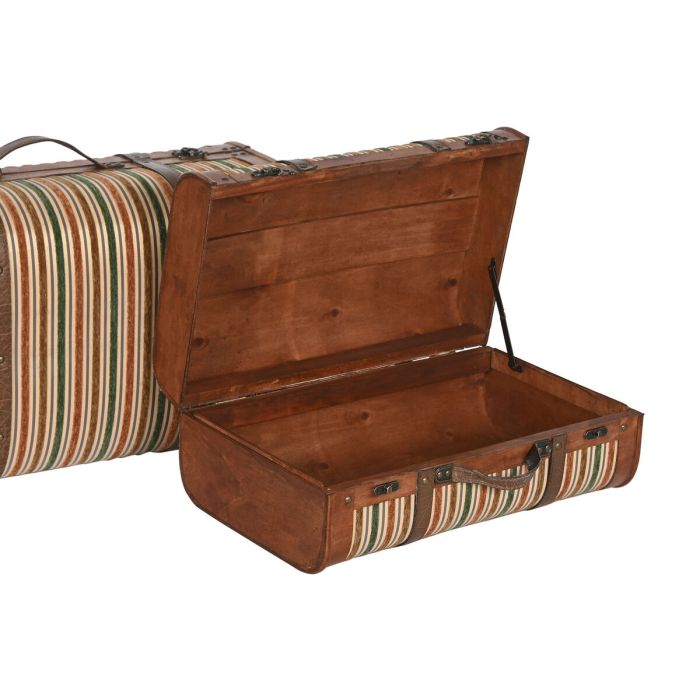 Juego de Baúles Home ESPRIT Marrón Multicolor Madera Lienzo Colonial 60 x 24 x 37,5 cm (2 Unidades) 2