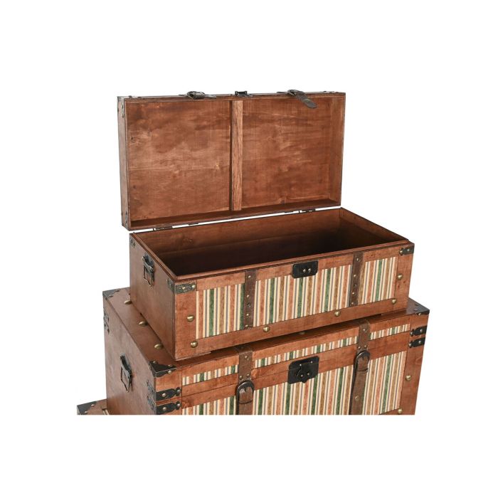 Juego de Baúles Home ESPRIT Marrón Multicolor Madera Lienzo Colonial 81 x 49 x 45 cm 1 Juego de Baúles Home ESPRIT Marrón Multicolor Madera Lienzo Colonial 81 x 49 x 45 cm 1