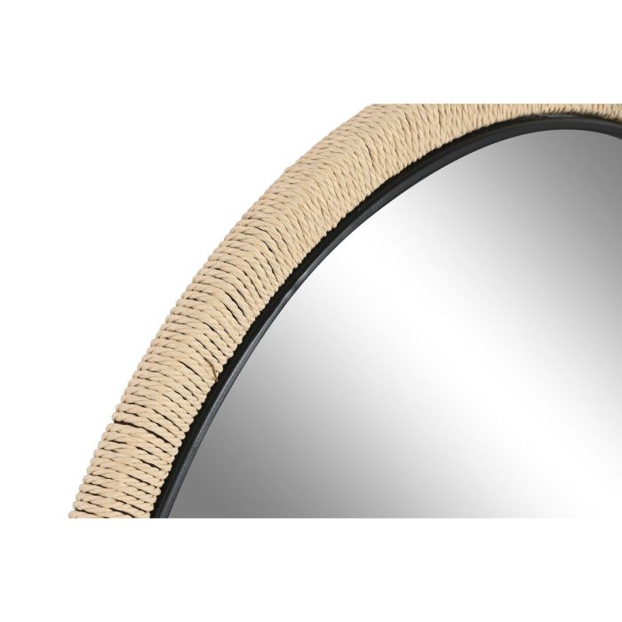 Espejo de pared Home ESPRIT Negro Natural Cuerda Abeto Mediterráneo 80 x 3,5 x 80 cm 2