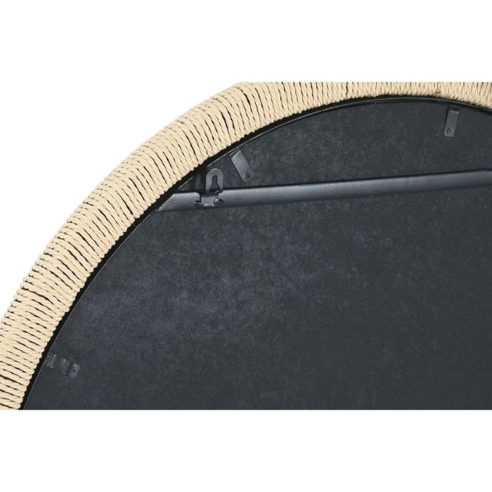Espejo de pared Home ESPRIT Negro Natural Cuerda Abeto Mediterráneo 80 x 3,5 x 80 cm 1