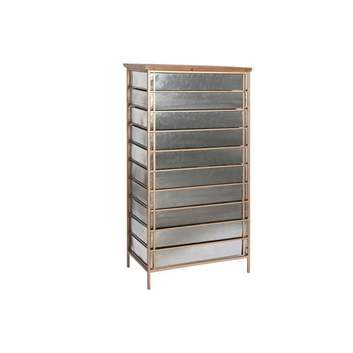 Cajonera Home ESPRIT Marrón Gris Plateado Natural Metal Abeto Loft 66 x 33,5 x 121 cm 1