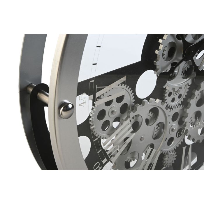 Reloj de Pared Home ESPRIT Negro Plateado Metal Cristal Engranajes 52 x 8,5 x 52 cm 1