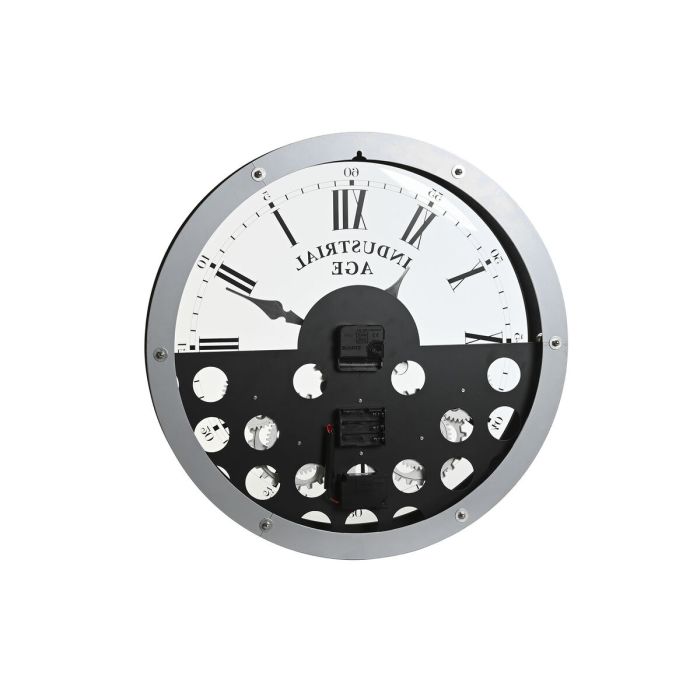 Reloj de Pared Home ESPRIT Negro Plateado Metal Cristal Engranajes 52 x 8,5 x 52 cm 3