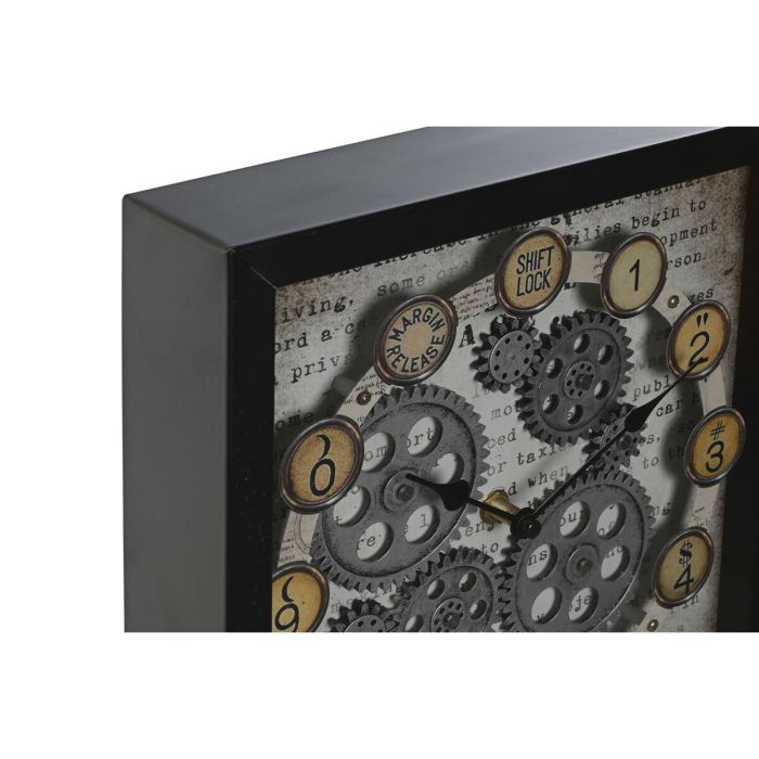 Reloj de Pared Home ESPRIT Amarillo Blanco Negro Gris Metal Cristal Vintage 27,5 x 6,5 x 40,5 cm (2 Unidades) 1