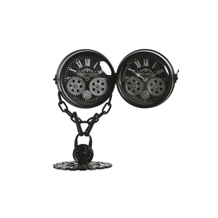 Reloj de Mesa Home ESPRIT Negro Plateado Metal Cristal 18 x 17 x 33 cm 5
