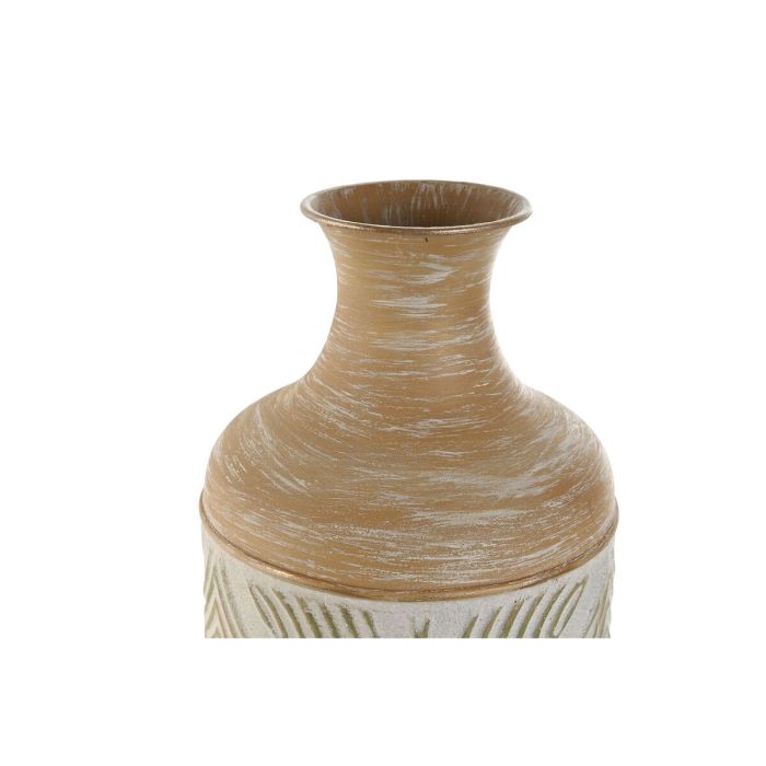 Jarrón Home ESPRIT Verde Beige Natural Metal Tropical 18 x 18 x 66 cm 2