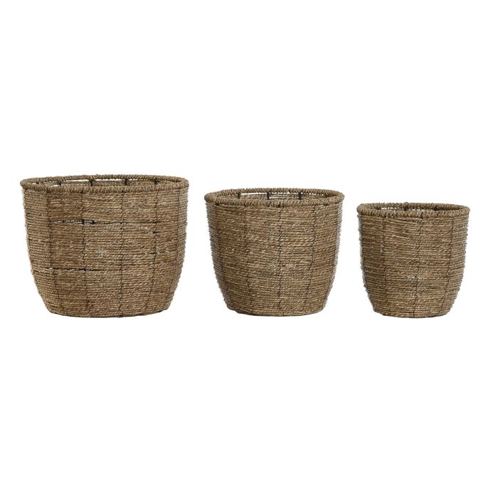 Macetero Tropical DKD Home Decor Marron 31 x 24 x 31 cm Set de 3