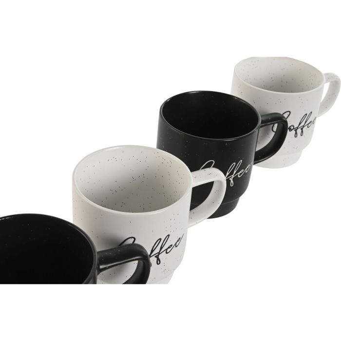 Juego de 4 Tazas Mug Home ESPRIT Blanco Negro Metal Porcelana 380 ml 2