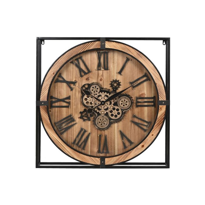 Reloj de Pared Home ESPRIT Negro Natural Hierro Madera MDF 72 x 10 x 72 cm 1 Reloj de Pared Home ESPRIT Negro Natural Hierro Madera MDF 72 x 10 x 72 cm 1