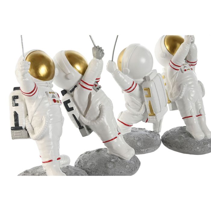 Figura Decorativa Home ESPRIT Blanco Dorado Astronauta 10,5 x 10,5 x 25 cm (4 Unidades) 2