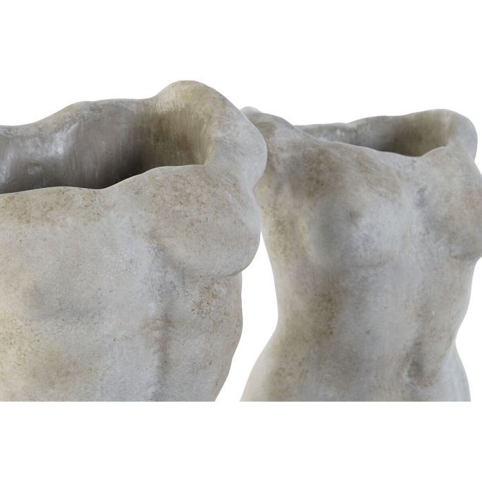 Jarrón Home ESPRIT Gris Cemento Moderno Busto Acabado envejecido 19 x 13 x 29 cm (2 Unidades) 3