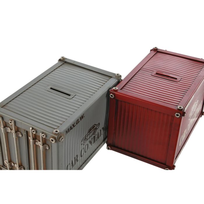 Hucha Home ESPRIT Metal 20 x 12 x 12 cm (2 Unidades) 2