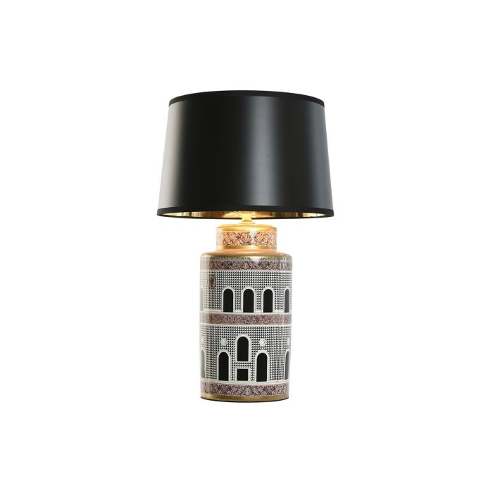 Lámpara de mesa Home ESPRIT Blanco Negro Dorado Melocotón Porcelana 40 x 40 x 67 cm 3