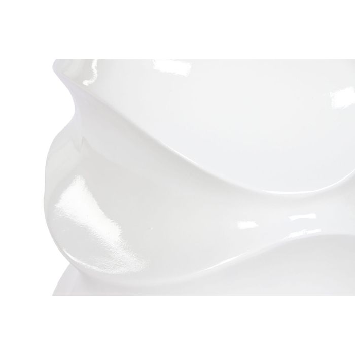 Macetero Home ESPRIT Blanco Fibra de Vidrio Ondas 38 x 38 x 81 cm 1