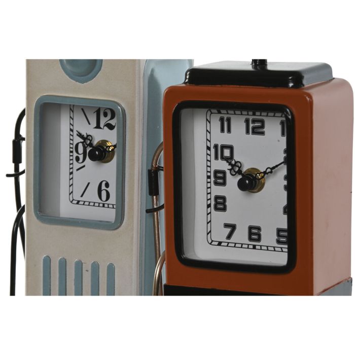 Reloj de Mesa Home ESPRIT Azul Naranja Metal Cristal Vintage 12 x 7,5 x 32 cm (2 Unidades) 3
