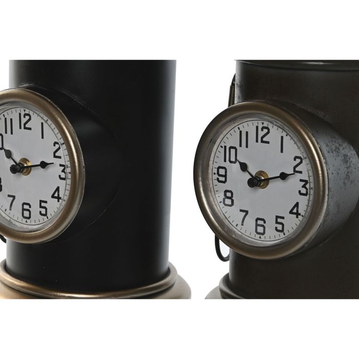Reloj de Mesa Home ESPRIT Negro Dorado Metal Polipropileno Vintage 17 x 18 x 34,5 cm (2 Unidades) 3