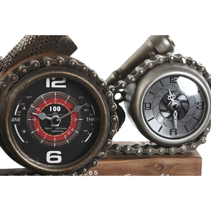 Reloj de Mesa Home ESPRIT Marrón Plateado Metal Vintage 27 x 10,5 x 18 cm (2 Unidades) 2