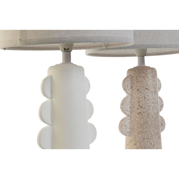 Lámpara de mesa Home ESPRIT Blanco Beige Gres 40 W 220 V 23 x 23 x 41 cm (2 Unidades) 4