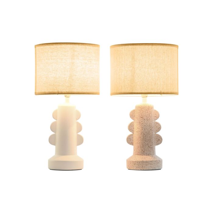 Lámpara de mesa Home ESPRIT Blanco Beige Gres 40 W 220 V 23 x 23 x 41 cm (2 Unidades) 1