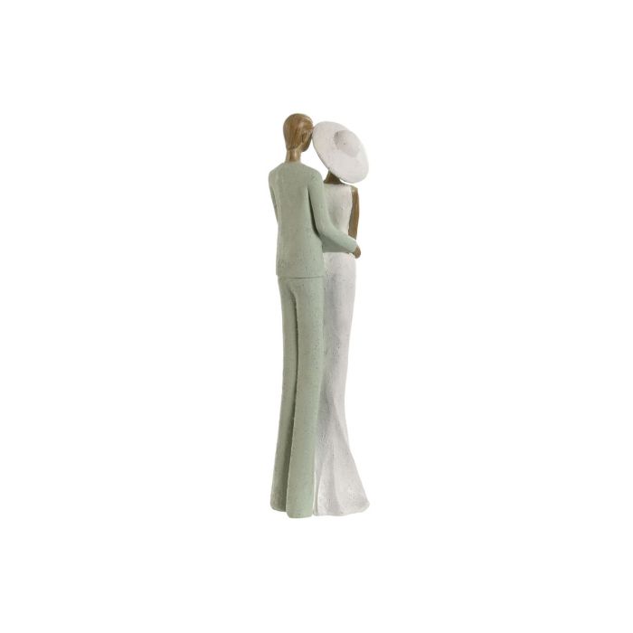 Figura Decorativa Home ESPRIT Blanco Verde Pareja 10 x 7,5 x 31 cm (2 Unidades) 2