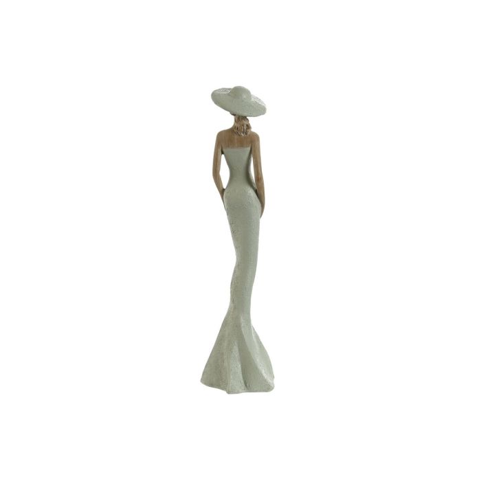 Figura Decorativa Home ESPRIT Blanco Verde Mujer 7,5 x 7,5 x 30 cm (2 Unidades) 2