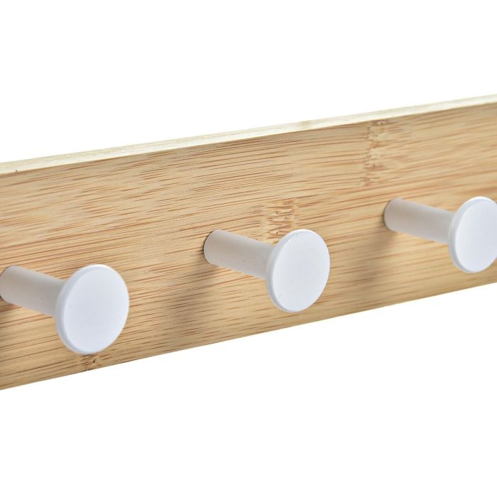 Perchero para Puertas Home ESPRIT Blanco Metal Bambú 38,5 x 4,8 x 25,5 cm 2